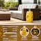 Glitzhome® 18.5" Yellow Iron Cutout Lemon Pattern Solar LED Garden Stool